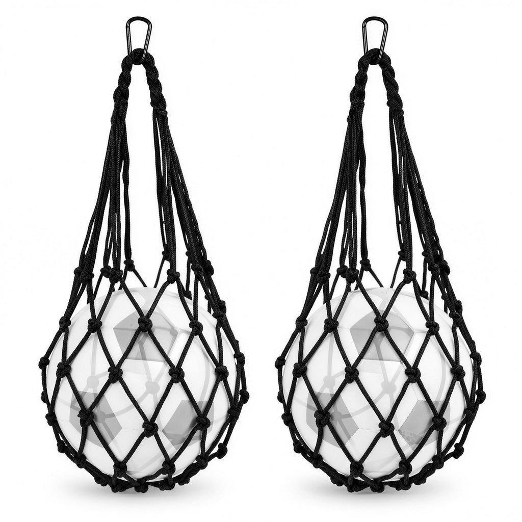 Linkidea 2 Pack Soccer Ball Mesh Bag, Breathable Nylon Soccer Ball Storage Bag, Holds 1 Ball Each (Fits Size 3, 4, 5 Balls), Sports Equipment & Training Bag (Black)