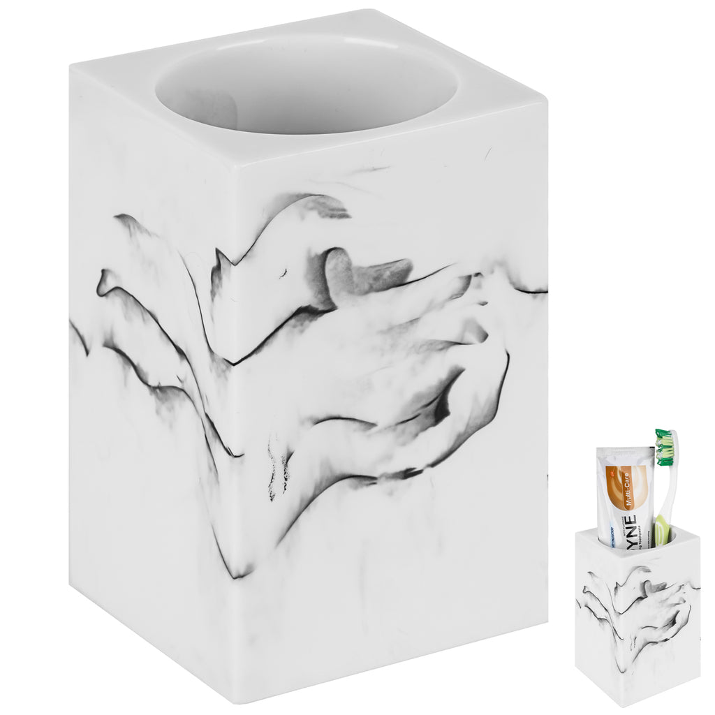 Linkidea Countertop Manual Toothbrush Holder for Bathroom, Resin Stand for Toothpaste, Vanity Organizer Compatible with Colgate ExtraClean, Oral-B CrossAction(White)
