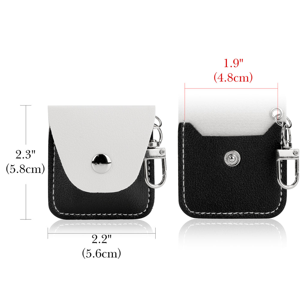 Linkidea 2 Pack Vegan Leather Portable Storage Case, Anti-Lost Gadget Organizer Pouch, Accessory Holder Compatible with Replacement Heads or Small Items (Black)