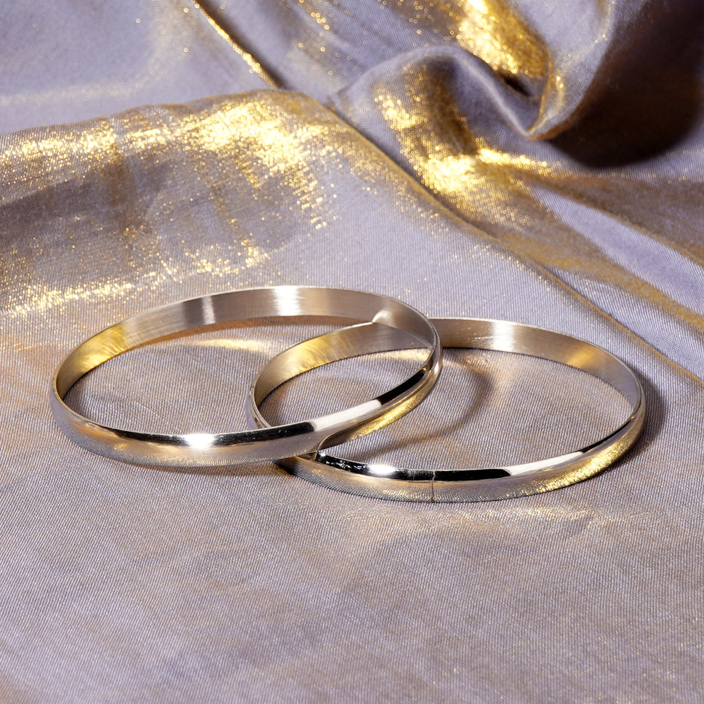 65 mm (2.56") Bangle Set of 8 for Women, 6 mm Wide Silver-Tone Stainless Steel Stackable Bracelets - Fits Palm Width up to ~90 mm