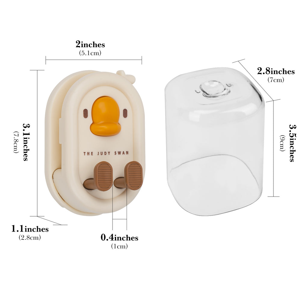 Linkidea 2 Pack Wall Mount Toothbrush Holder for Bathroom, Shower, Plastic Self Adhesive Wallmount Tooth Brush Hanger Compatible with Colgate, GUM, Brush Buddies Toothbrush (Beige)