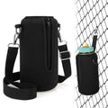 Linkidea Water Bottle Carrier with Strap Compatible with Nalgene Sustain Wide Mouth 32oz, Neoprene Waterbottle Sling Bag Holder with Clip for Backpack Fence, Black