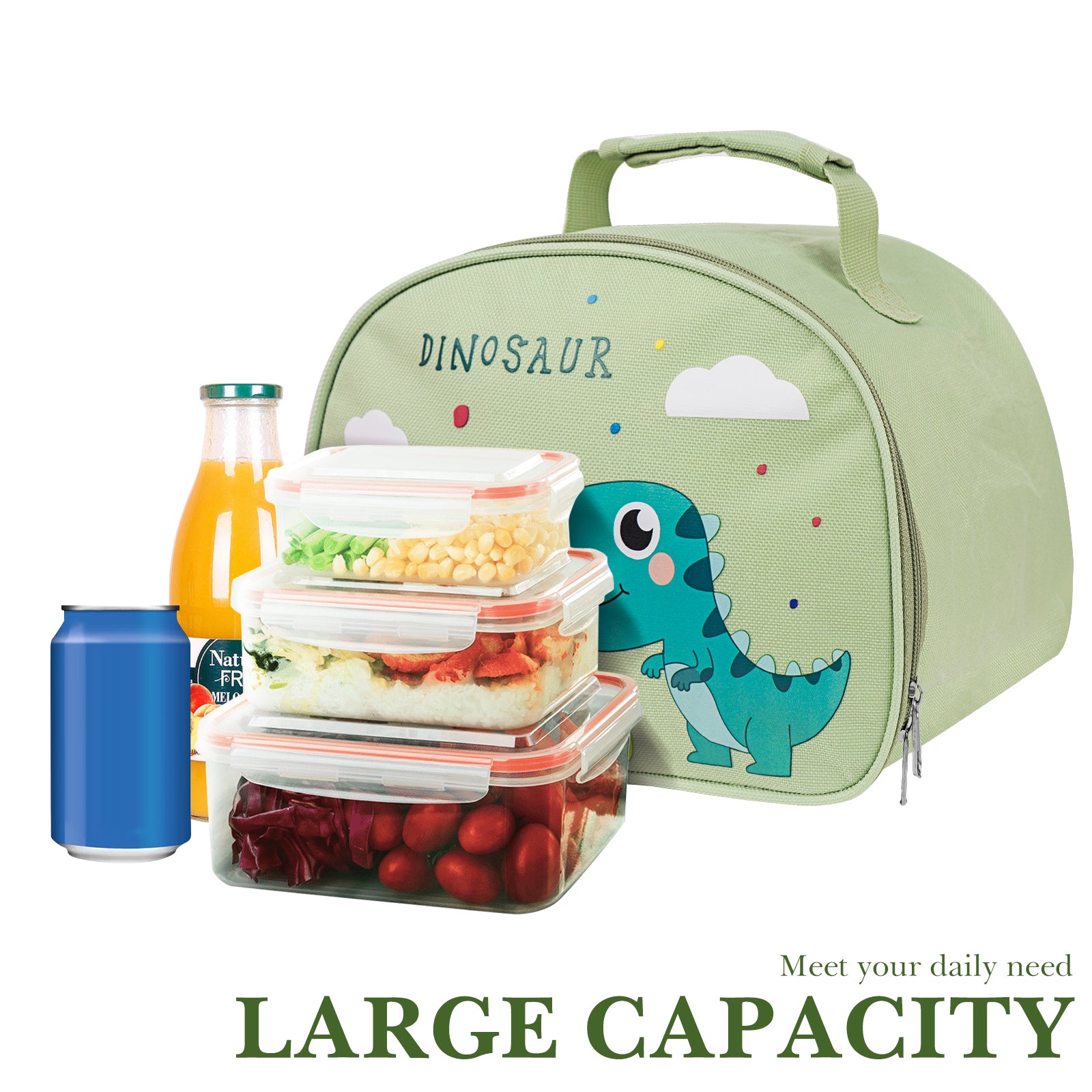 Linkidea Lunch Tote Bag, Large Capacity Lunch Tote Bag with Hand Strap, Portable Lunch Box Bag for Outdoor, Compatible with B.Box, Sunhanny, Pedeco, QQKO, Xgxn Lunch Box (Green)