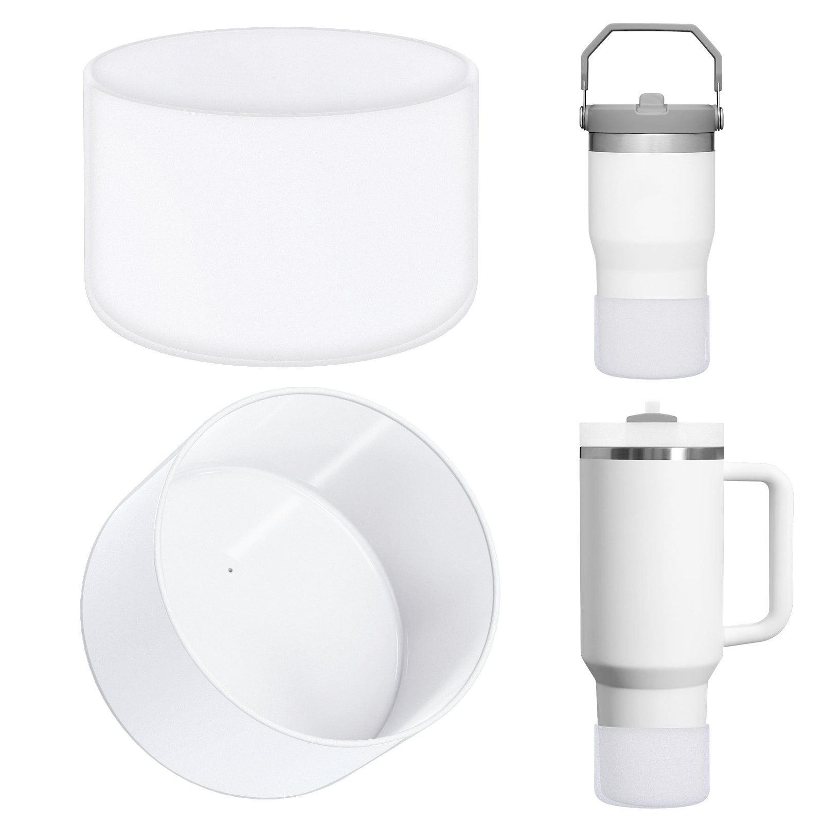 Linkidea 2 Pack Water Bottle Boot Compatible with Stanley Quencher H2.0 20oz/30oz/40oz, IceFlow Flip 20oz/30oz, Silicone Water Bottle Bottom Sleeve Cover Bumper Protector (Clear)