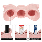 Linkidea Countertop Electric Toothbrush Holder for Bathroom, Bowtie Ceramic Vanity Organizer Stand Compatible with Oral-B iO Series, Philips Sonicare ProtectiveClean (Pink)