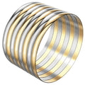 65 mm (2.56") Bangle Set of 8 for Women, 6 mm Wide Gold & Silver-Tone Stainless Steel Stackable Bracelets - Fits Palm Width up to ~90 mm
