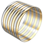 65 mm (2.56") Bangle Set of 8 for Women, 6 mm Wide Gold & Silver-Tone Stainless Steel Stackable Bracelets - Fits Palm Width up to ~90 mm
