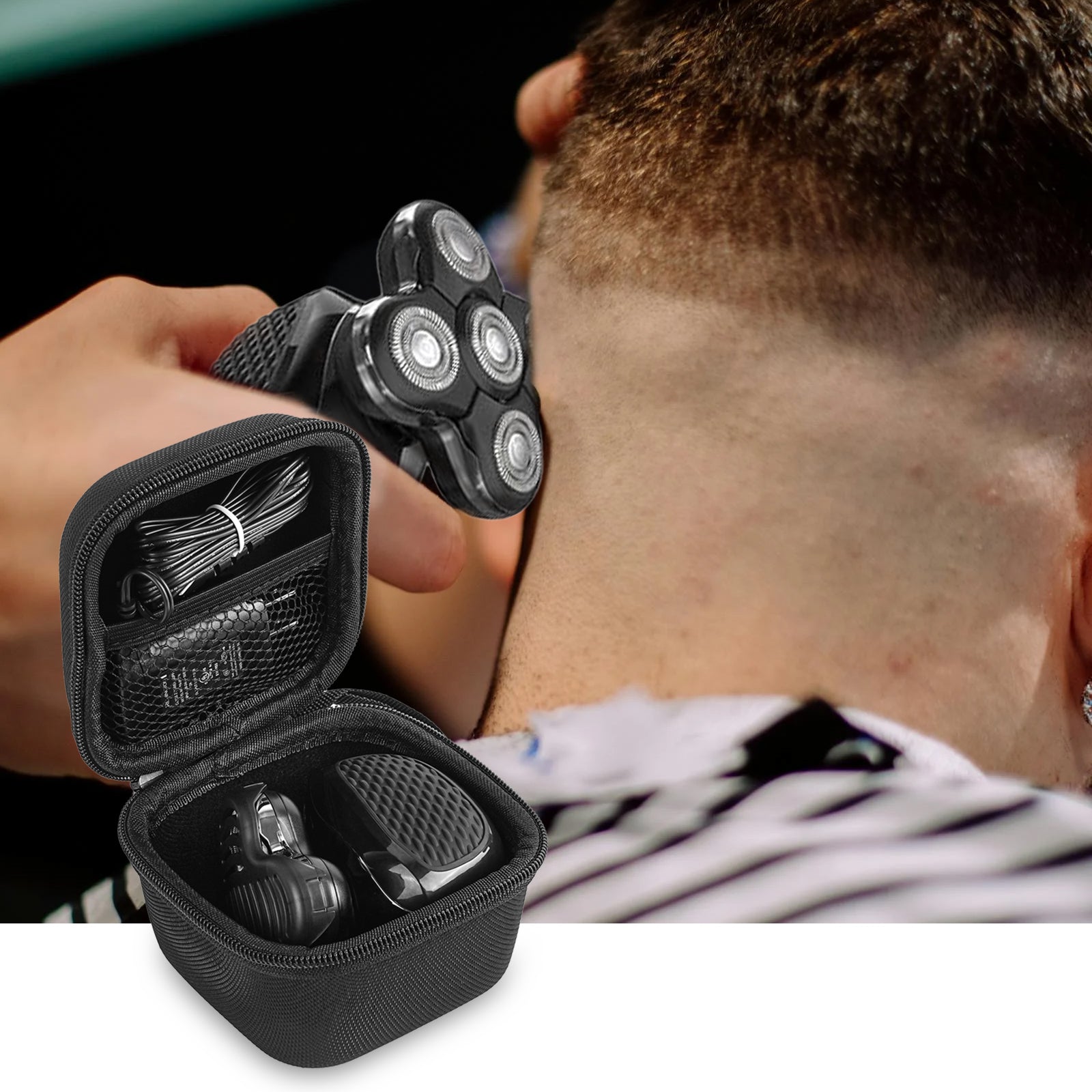 Linkidea Hard EVA Head Hair Shaver Case, Men's Balder Boss with Mesh Pocket for Travel, Travel Storage Bag Compaitble with RMton Balder Pro Head Shaver XR7120/XR7000 (Black)