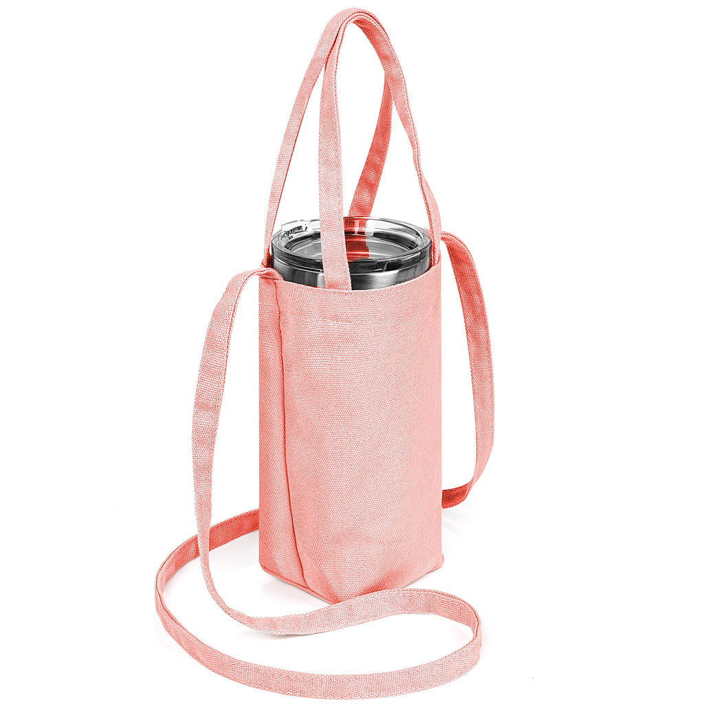 Linkidea Tumbler Carrier with Strap Compatible with YETI Rambler Tumbler 30oz, IRON °FLASK Classic Tumbler 2.0 20oz/24oz/32oz, Waterbottle Sling Bag Coffee Mug Holder, Shoulder Strap, Pink