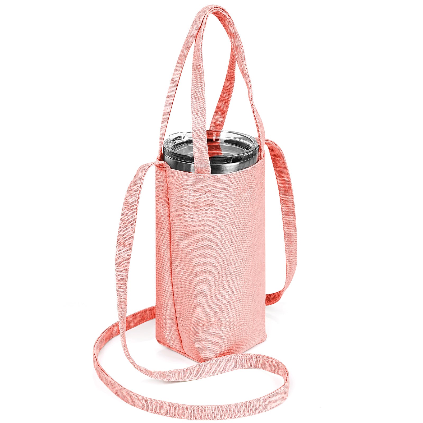 Linkidea Tumbler Carrier with Strap Compatible with YETI Rambler Tumbler 30oz, IRON °FLASK Classic Tumbler 2.0 20oz/24oz/32oz, Waterbottle Sling Bag Coffee Mug Holder, Shoulder Strap, Pink