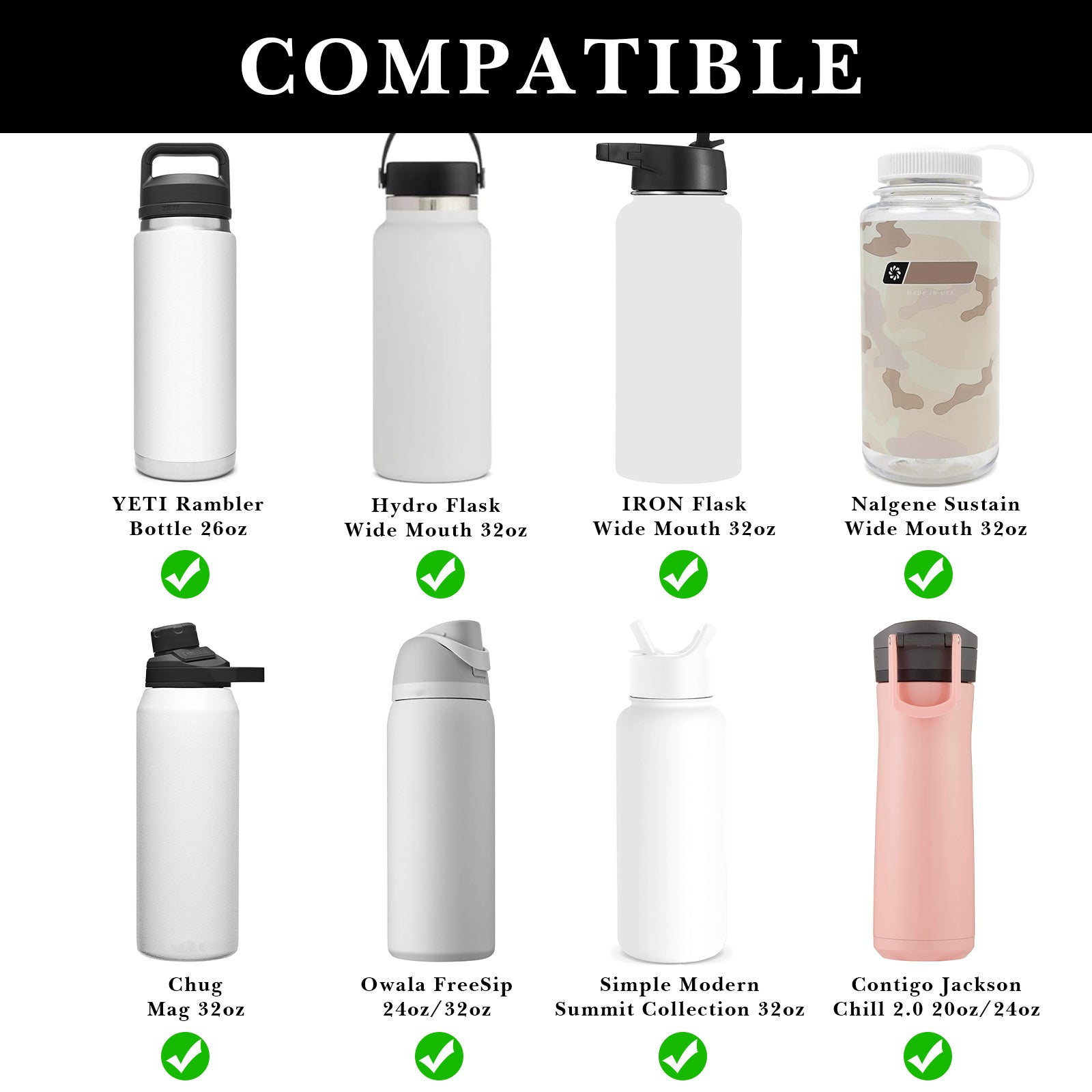 Linkidea Water Bottle Carrier with Strap Compatible with Simple Modern Summit Collection 32oz, Hydro Flask Wide Mouth, Waterbottle Sling Bag Holder with Shoulder Strap (Black)