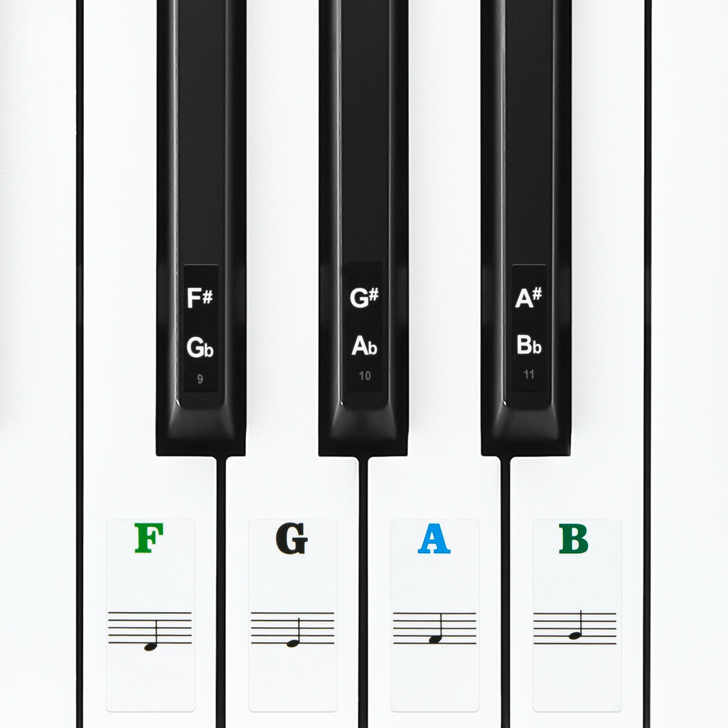 Linkidea Piano Keyboard Note Stickers (Color Coded with Transparent Background) for 88/61/54 Key Acoustic & Digital Piano and Keyboards