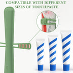 Linkidea Manual Toothbrush Travel Case with Strap for Toothpaste, Silicone Brush Container, Protective Storage Compatible with Oral-B CrossAction, Colgate 360 Optic White Advanced (Green)