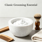 Linkidea Marble Shaving Soap Bowl, 100% Natural Marble with Interior Grooves for Maximum Lather, Heat Retaining Stone Provides a Luxurious Hot Shave Experience, Gift for Husband, Dad (White)