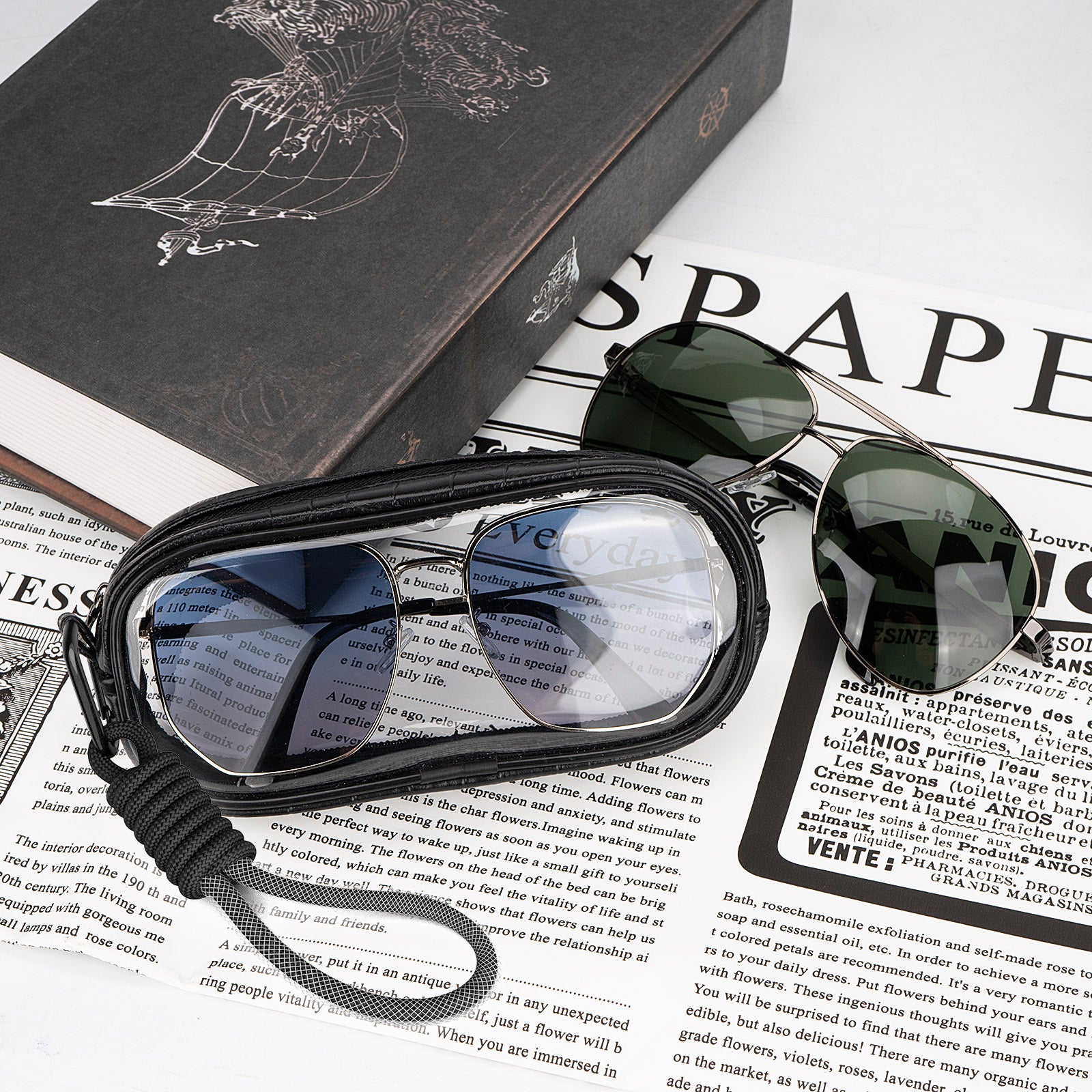 Extra Large Sunglasses Pouch Case with Hand Strap, Vegan Leather Sun Glasses Eyeglasses Organizer Soft Bag Compatible with CELINE CL40227U Versace VE4395 Gucci GG0595S GG0875S (XXL, Clear)