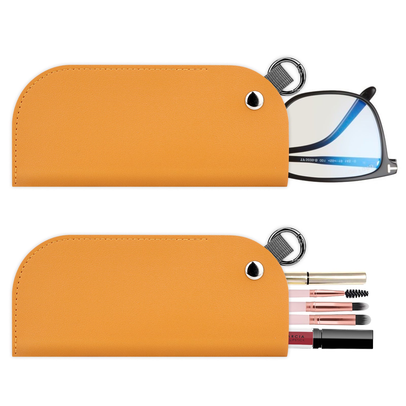 Extra Large Sunglasses Pouch Case with Hook Ring, Vegan Leather Oversized Sun Glasses Organizer Soft Bag Compatible with Gucci GG1419S GG0208S GG1084S GG1546S Versace VE2255 (XXL, Brown)