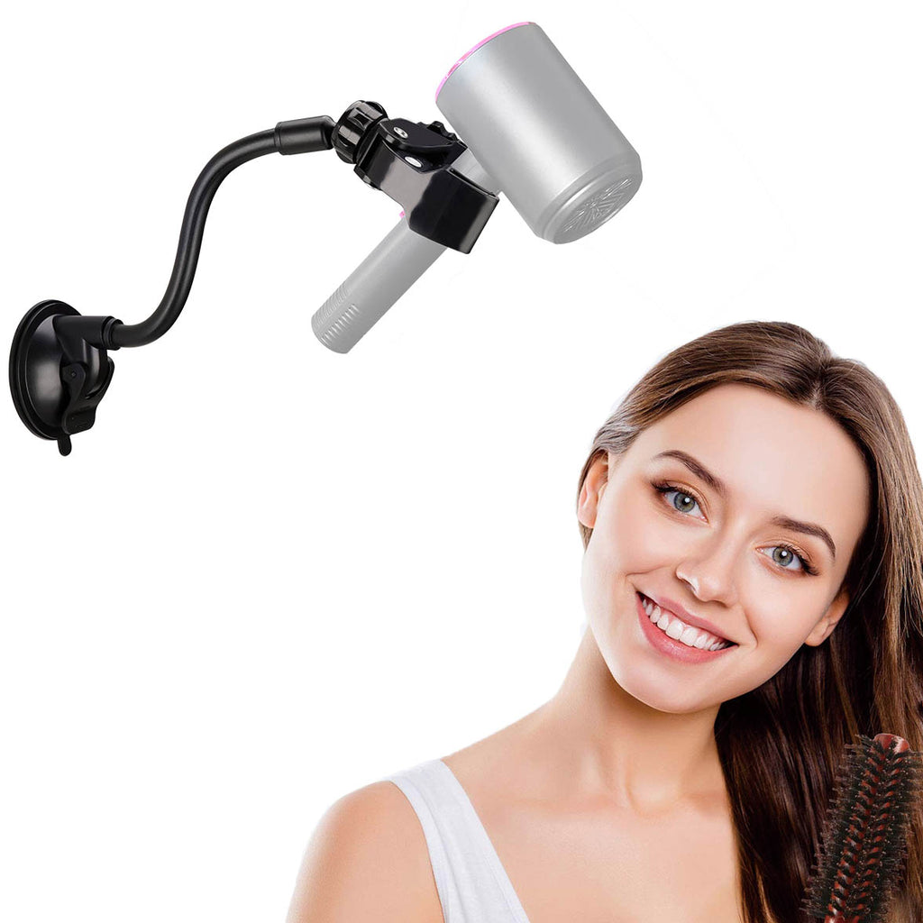 Linkidea Hair Dryer Holder, 360 Degree Rotating Lazy Hair Dryer Stand with Suction Cup, Hand Free Blow Dryer Holder for Mirror and Ceramic Tile