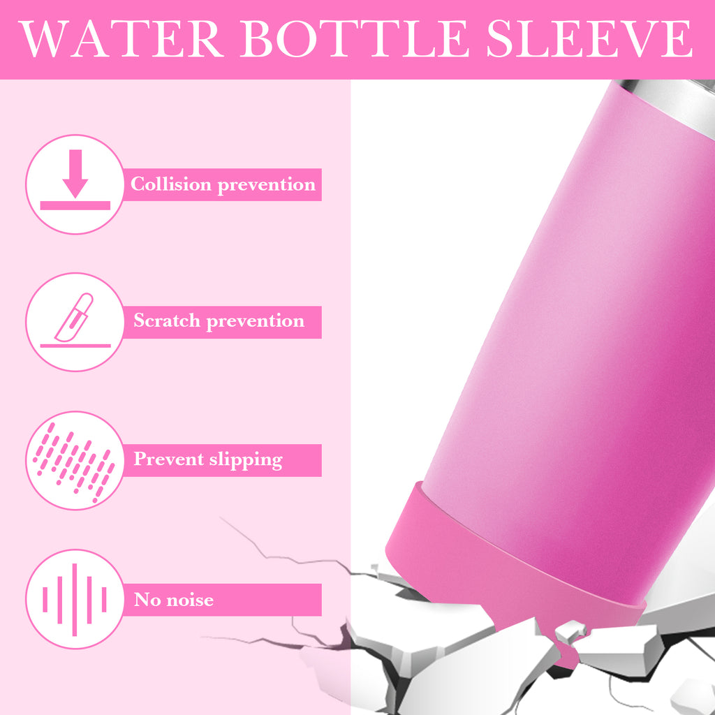 Linkidea 2 Pack Water Bottle Boot Compatible with YETI Tumbler 20oz/30oz, Travel Mug 20oz/30oz, Silicone Anti-Slip Waterbottle Bottom Sleeve Cover Protector (Pink)