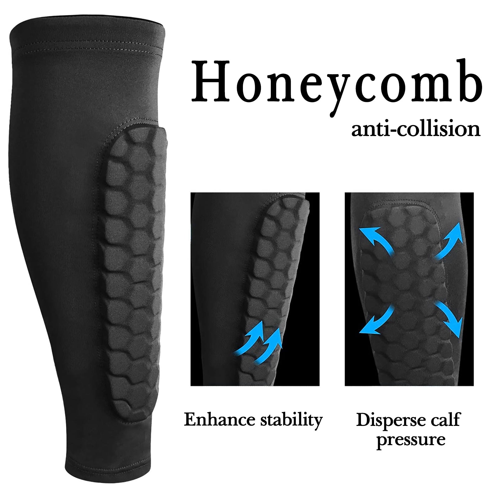 Linkidea Honeycomb Soccer Shin Guard for Adult, Lightweight Football Shin Pad Sleeve, Breathable and Easy to Put On Soccer Protective Leg Pads (1 Pair / Black, XXL)