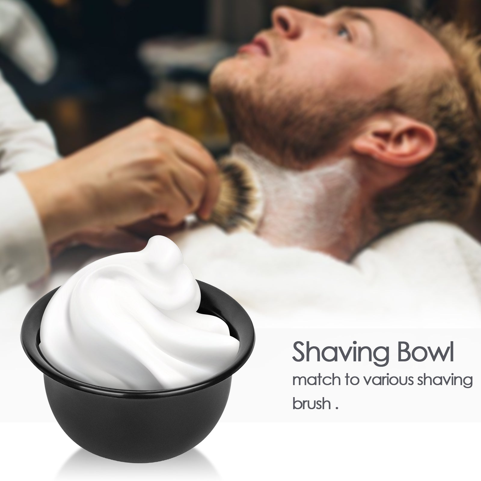 Linkidea Men's Shaving Soap Bowl, Internal Texture Whip Quick Rich & Thick Lather Shaving Bowl, Shaving Cup for Wet Shave (Black)