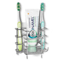 Linkidea Self Adhesive Toothbrush Holder for Shower, Stainless Steel Toothpaste Organizer, 3 Slots Wall Mount/Countertop Stand Compatible with Colgate Extra Clean, Oral-B CrossAction