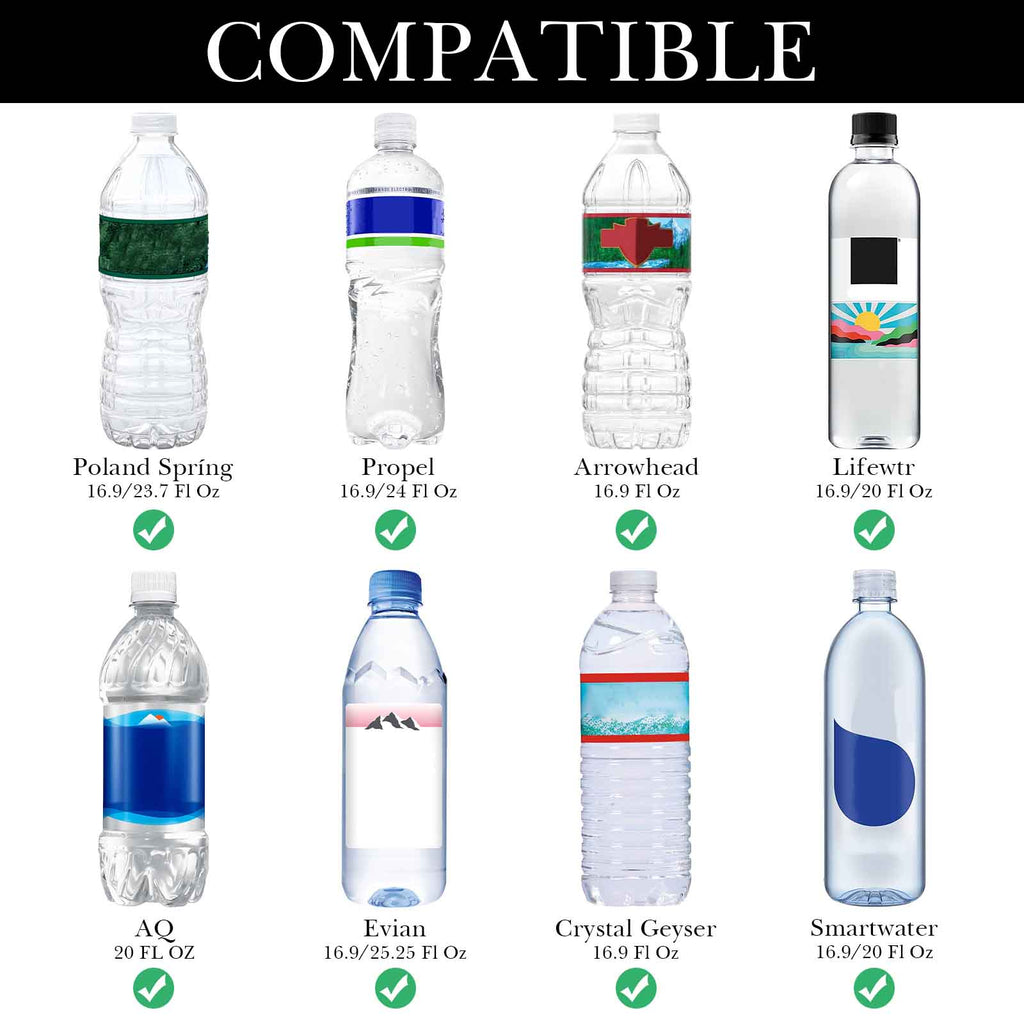 Linkidea Disposable Water Bottle Sleeve Compatible with Smartwater 16.9/20Fl Oz, Evian 16.9Fl Oz, Insulated Neoprene Plastic Bottled Water Cover with Lockable Zipper (2 Pack/Black)