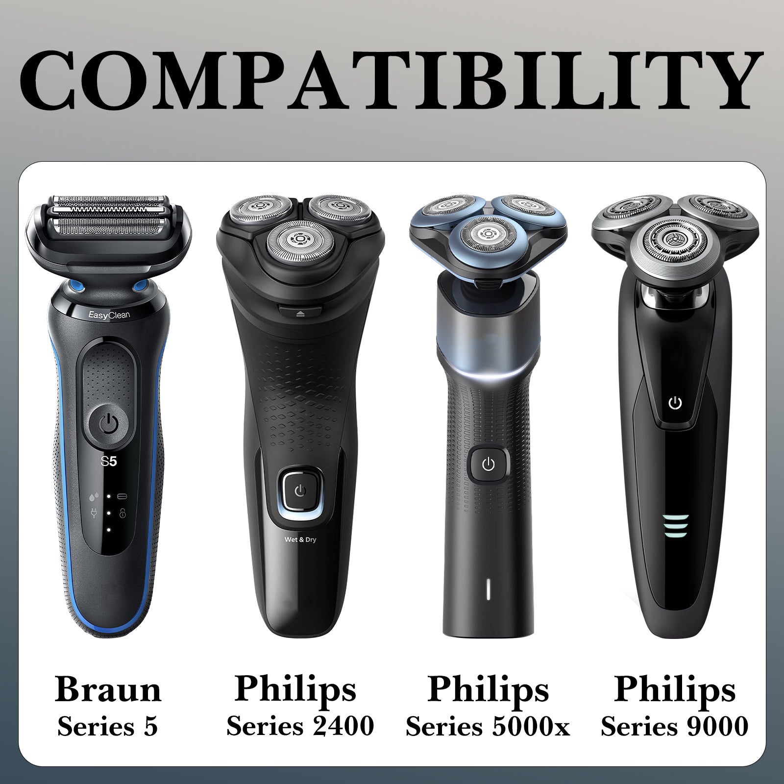 Linkidea 2 Pack Electric Shaver Holders for Shower, Stainless Steel Wall Mount Razor Hanger with Drainage, Fits Shaving Handles up to 1.8", Compatible with Philips Shaver 2400 (Black)