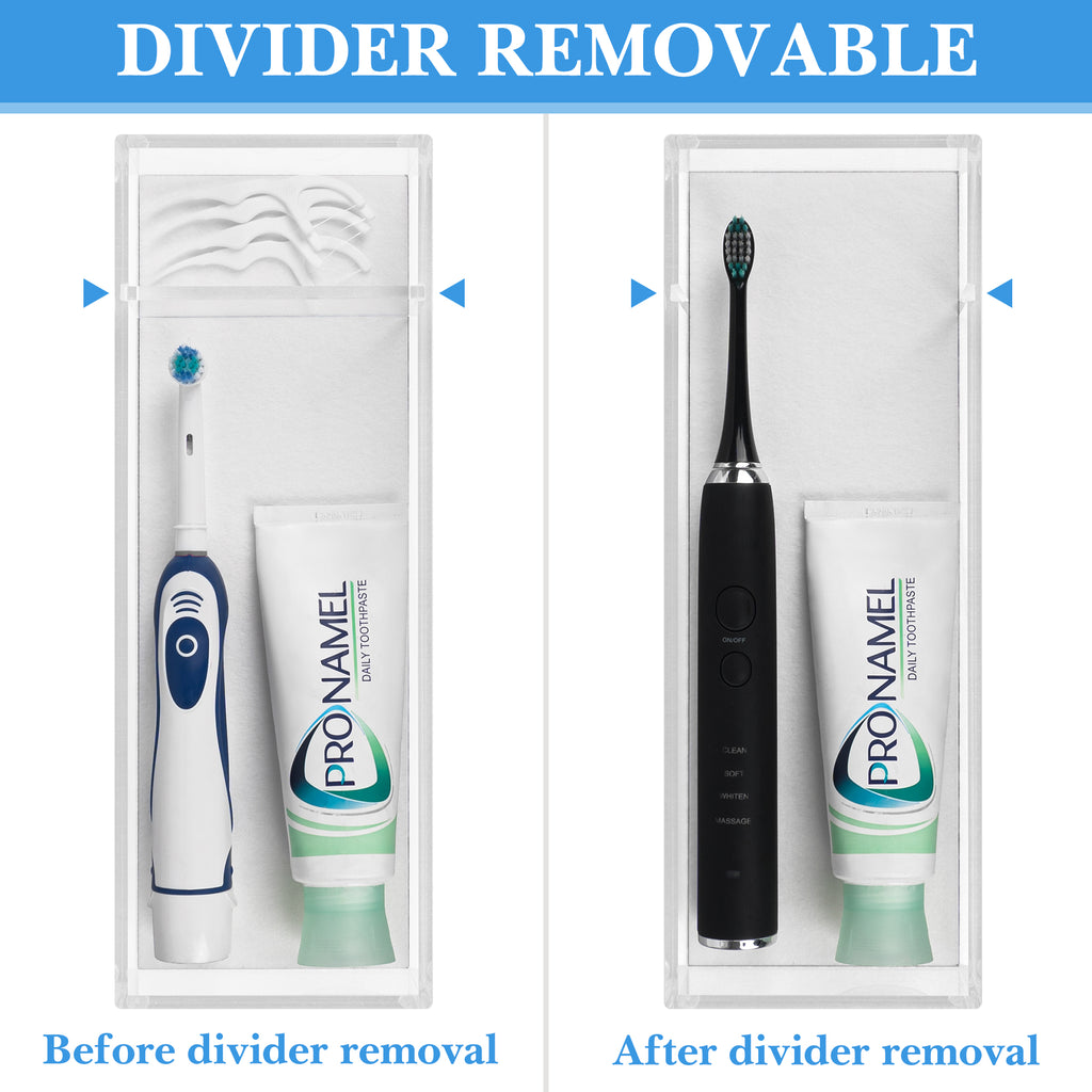 Linkidea Drawer Toothbrush Holder with Toothpaste Storage, Acrylic Organizer for Bathroom Vanity, Compatible with Colgate ExtraClean, Oral-B iO Series (Transparent)