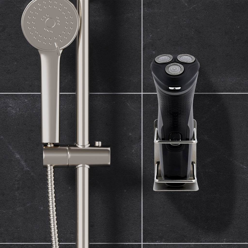 Linkidea 2 Pack Stainless Steel Electric Razor Holder for Shower, Shaver Organizer Compatible with Braun Series 5, Philips Series 2400, 5000x, 9000 (Silver)