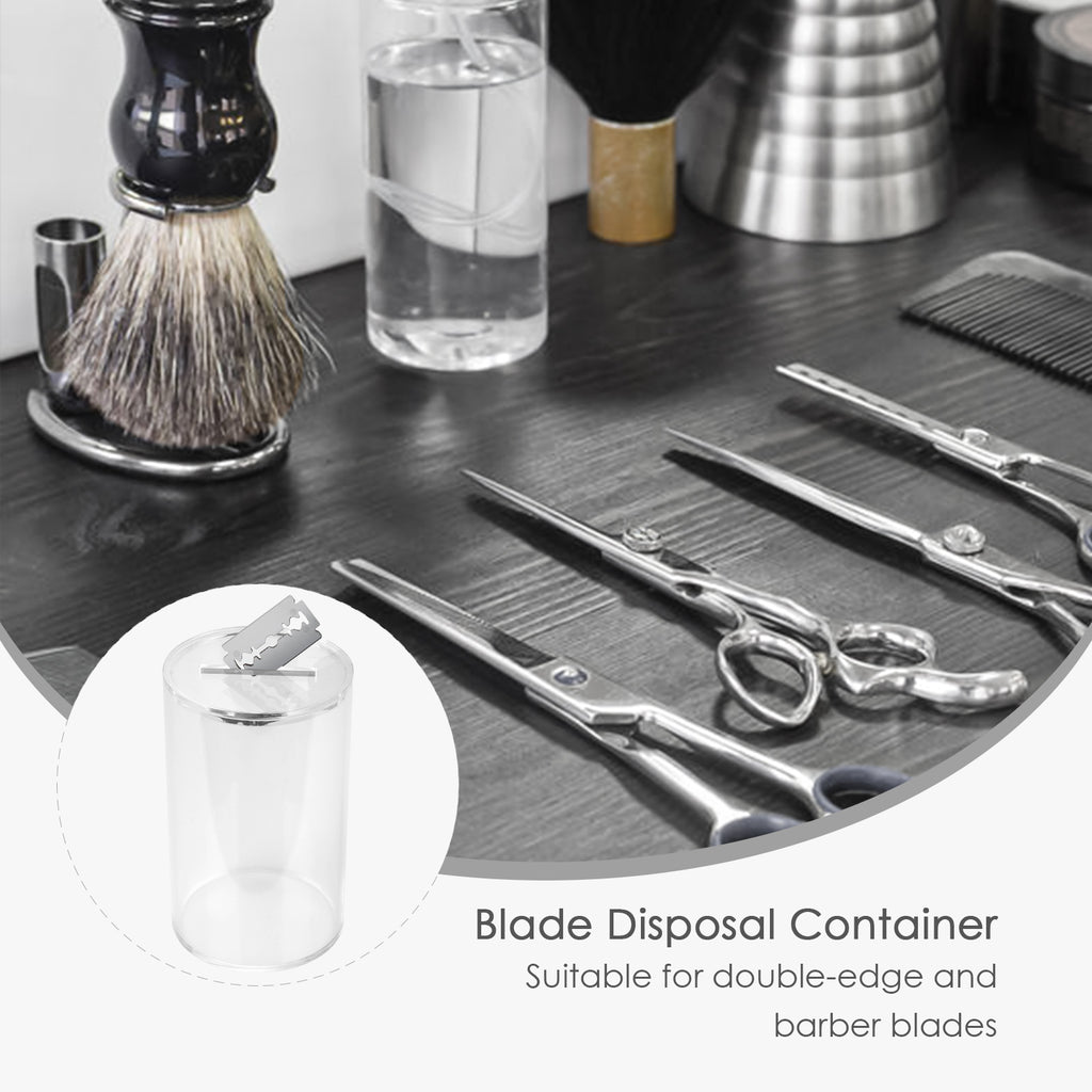 Linkidea Acrylic Safety Razor Blade Bank, Clear Blade Disposal Container for Used Double Edge Blades, Visible Fill Level, Barber & Home Use (Clear)