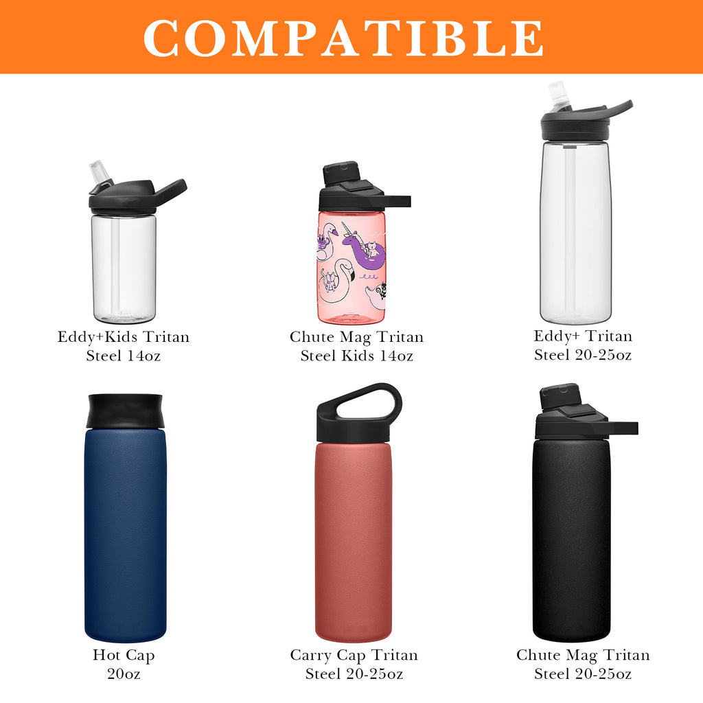 Linkidea 2 Pack Water Bottle Boot Compatible with CamelBak Eddy+20oz/25oz, Chute Mag 20oz/25oz, Carry Cap, Silicone Anti-Slip Bottle Bottom Bumper Protector (Orange)