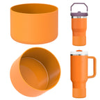 Linkidea 2 Pack Water Bottle Boot Compatible with Stanley Quencher H2.0 20oz/30oz/40oz, IceFlow Flip 20oz/30oz, Silicone Water Bottle Bottom Sleeve Cover Bumper Protector (Orange)