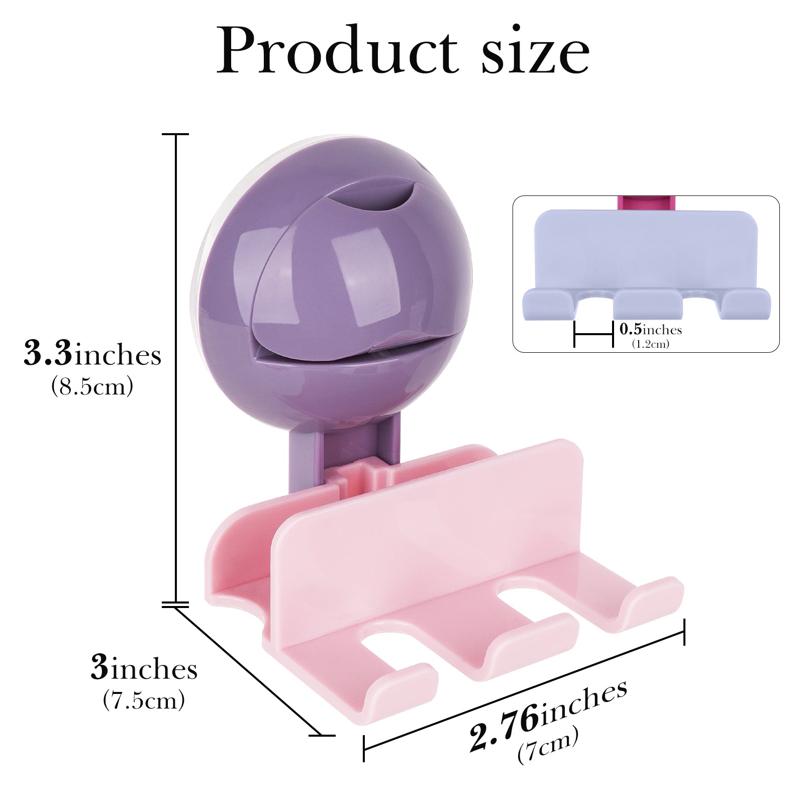 Linkidea 2 Pack Wall Mount Toothbrush Holder for Bathroom, Plastic Self Adhesive Tooth Brush Hanger, 2 Slot Tooth Brush Organize Compatible with Oral-B CrossAction, Colgate ExtraClean (Multi)
