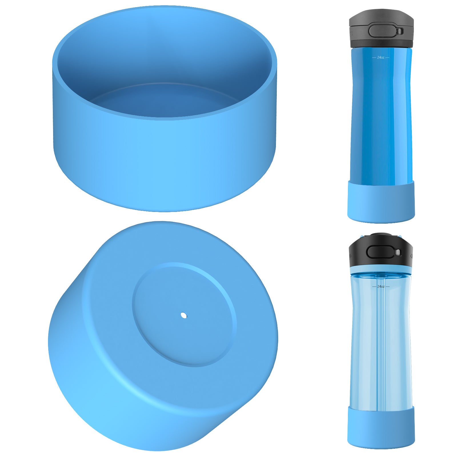 Linkidea 2 Pack Water Bottle Boot Compatible with Contigo Jackson Chill 2.0 20oz/24oz, Cortland 24oz, Silicone Anti-Slip Bottle Bottom Bumper Protector (Blue)