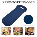 Linkidea Insulated Cooler Bag for Travel, Portable Waterproof Neoprene Grape Wine Bottle Tote, Picnic Beverage Holder with Secure Grip, Compatible with 750 ML Wine Bottle (Blue)