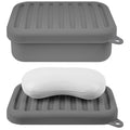 Linkidea Silicone Travel Soap Storage Box, Compact Bar Soap Holder with Drainage Layer, Shatterproof Better Storage Soap Holder, Suitable for Bathroom, Gym (Grey)