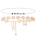 Plus Size Chain Belt for Women, Gold Metal Chain Belt Women Belly Waist Chains, Extra Long Body Chain, 47 Inch Adjustable Chunky Belt Chain (Love Buckle Style)