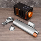 Linkidea 2 Oz Hip Flask Cigar Holder with Funnel, Single Tube Stainless Steel Cigar Tube, Alcohol Container Carrying Storage Case for Travel (Silver)