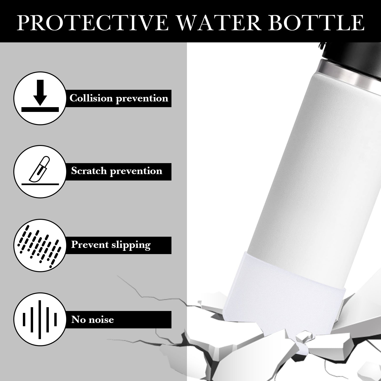Linkidea 2 Pack Water Bottle Boot Compatible with Hydro Flask Wide Mouth 12oz/14oz/16oz/18oz/20oz, Silicone Bottle Bottom Sleeve Bumper Protector (Clear)