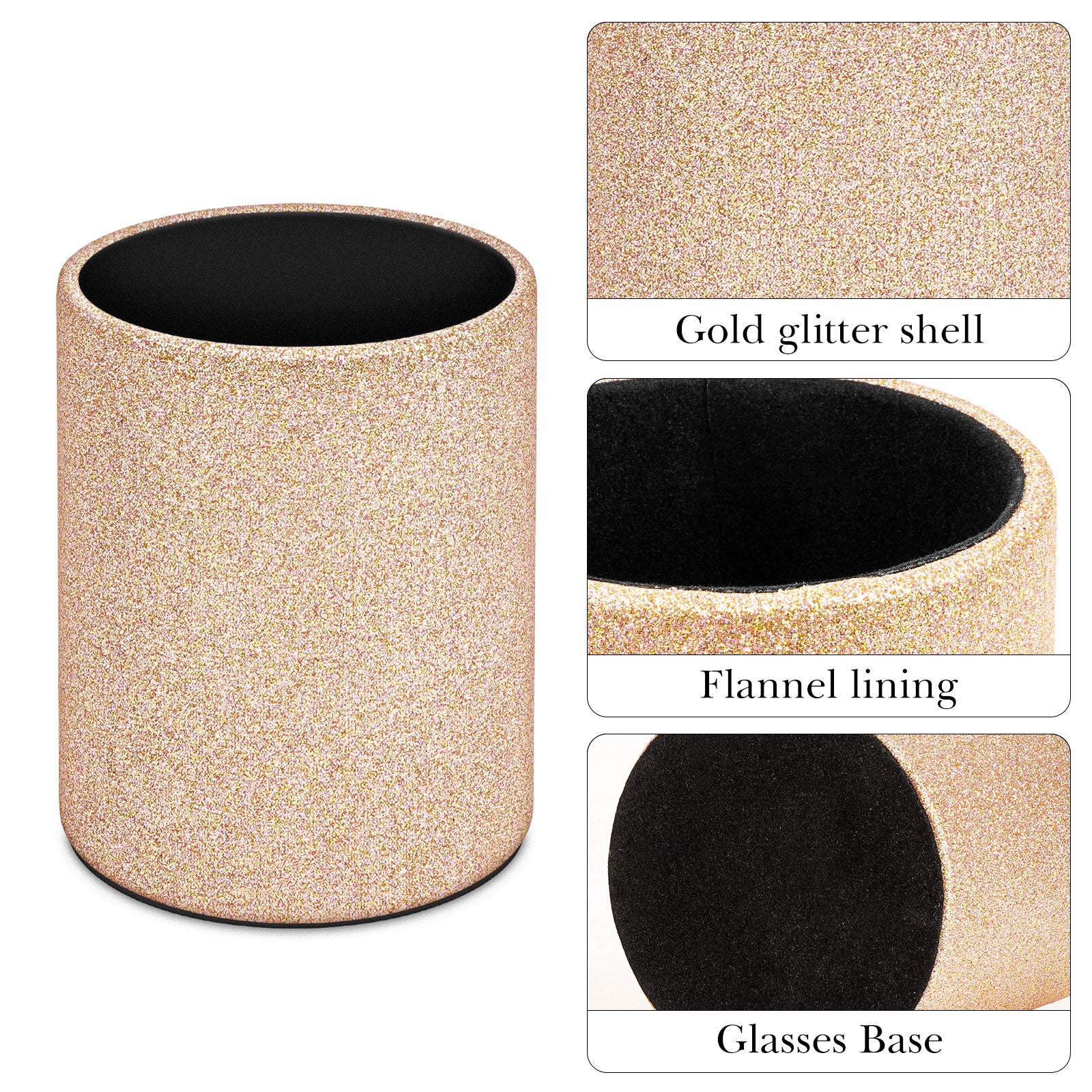 Extra Large Sunglasses Desk Holder Stand, 2 Pack Gold Vegan Leather Eyeglasses Storage with Flock Lining, Sunwear Display Organizer Compatible with Persol PO3309S/PO1011S/PO0649/PO3152S