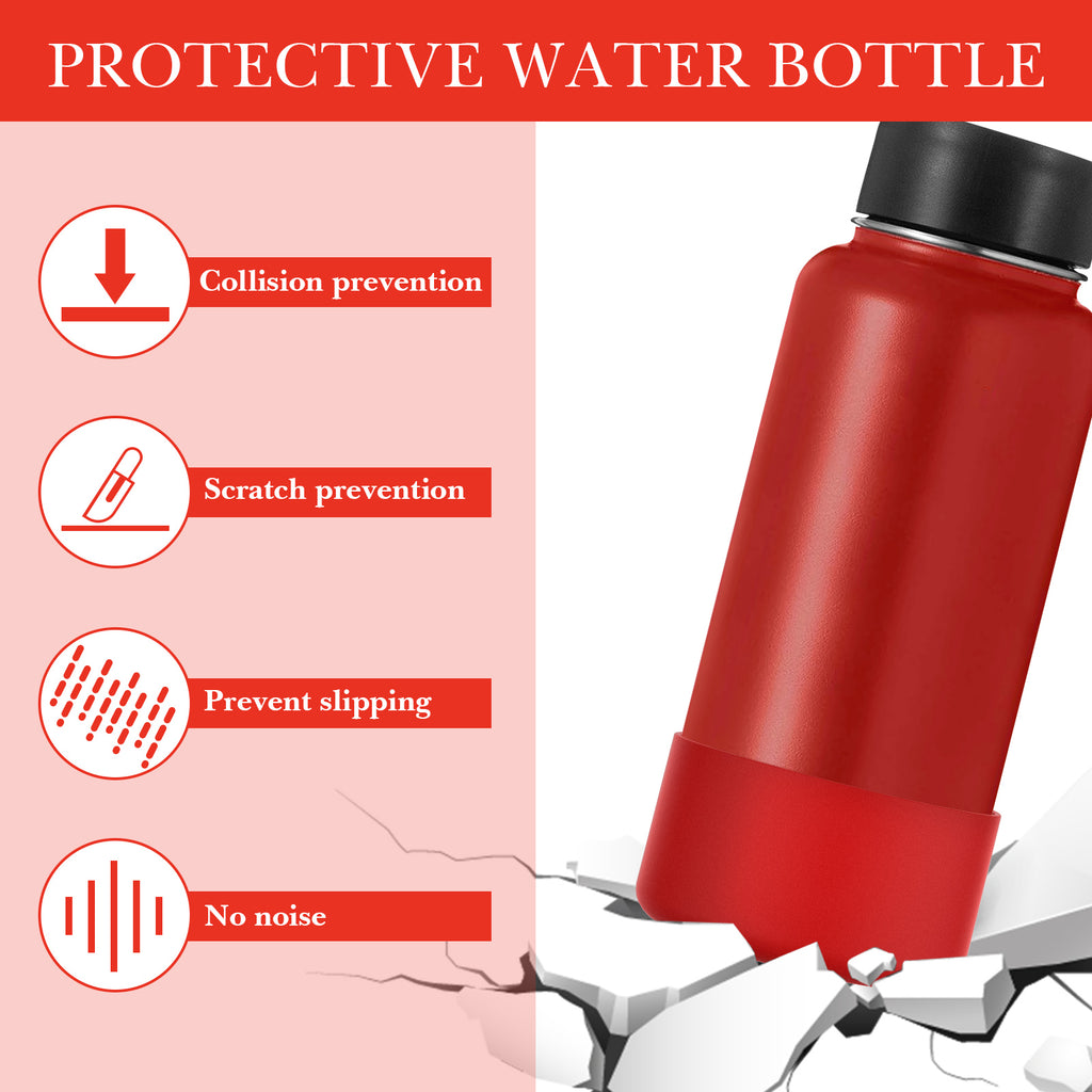 Linkidea Water Bottle Boot Compatible with IRON °FLASK Wide Mouth 32oz/40oz, Narrow Mouth 32oz, Silicone Bottle Bottom Sleeve Cover Protector, Bottle Bumper (Red / 2 Pack)