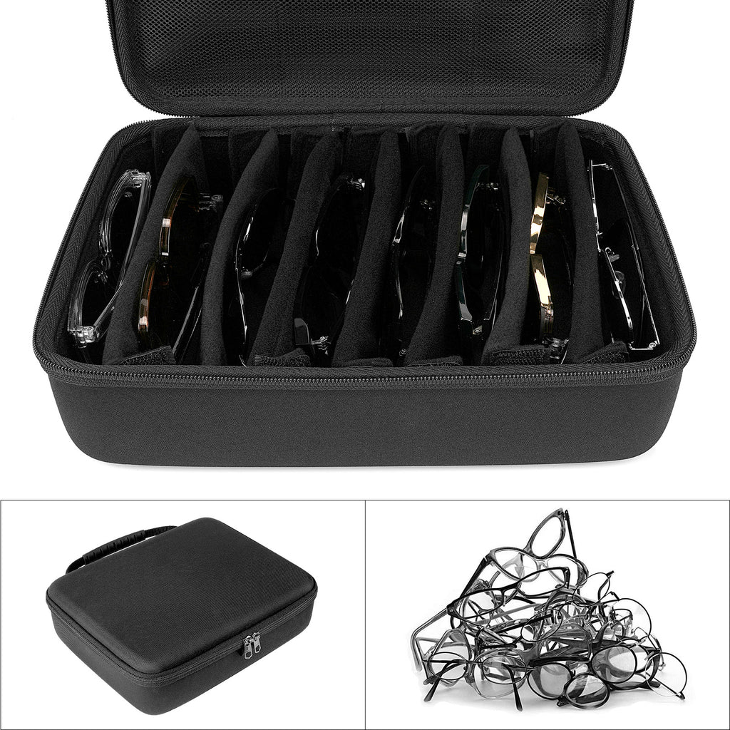 Extra Large Hard Shell Sunglasses Case, 8 Slot Oversized Eyewear Travel Storage Bag Organizer Compatible with Oakley W0OO9465VE W0OO9471 W0OO9455M RayBan RBS0101S RB4098 RB3825
