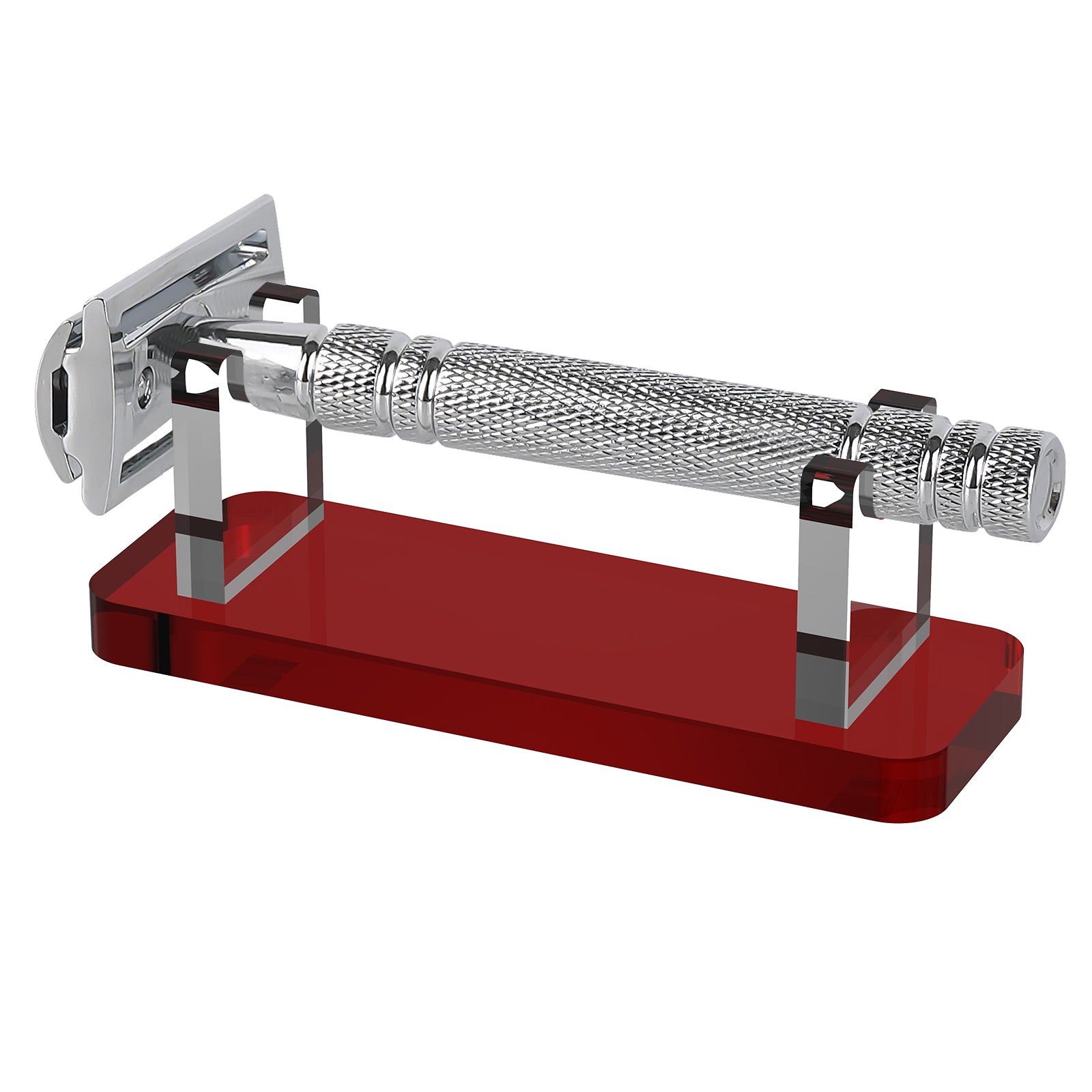 Linkidea Acrylic Razor Stand Holder for Men, Bathroom Organizer Easy to Clean, Compatible with Long Handle Safety Razors Viking Blade Chief, MK-23C, Henson AL13, Shaving Revolution (Red)