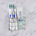 Linkidea Wall Mount Toothbrush Holder for Bathroom, Stainless Steel Stand for Electric Toothbrush, Toothpaste, Razor, Self Adhesive / Countertop 5 Slots Organizer (Chrome)