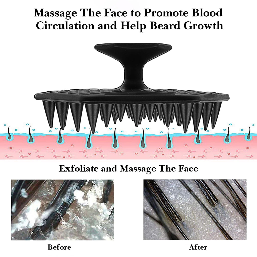 Linkidea Silicone Beard Scrubber, Face Scrubber Exfoliator Deep Cleaning, Hangable Beard Brush for Men (Black)