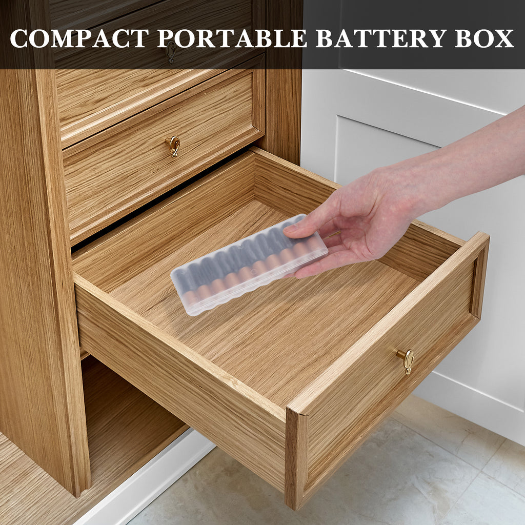 Linkidea 4 Pack AA Battery Storage Organizer Box, Holds 10 AA Batteries, Pocket Portable Battery Case, Compact Battery Holder for Travel (Clear)