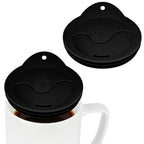 Linkidea 2 Pack Silicone Coffee Mug Lid for 3"(76mm) to 3.4"(86mm) Inside Diameter Mugs, Splash Resistant Replacement Mug Lid for Home, Office, Travel, Dishwasher-Safe (Black)