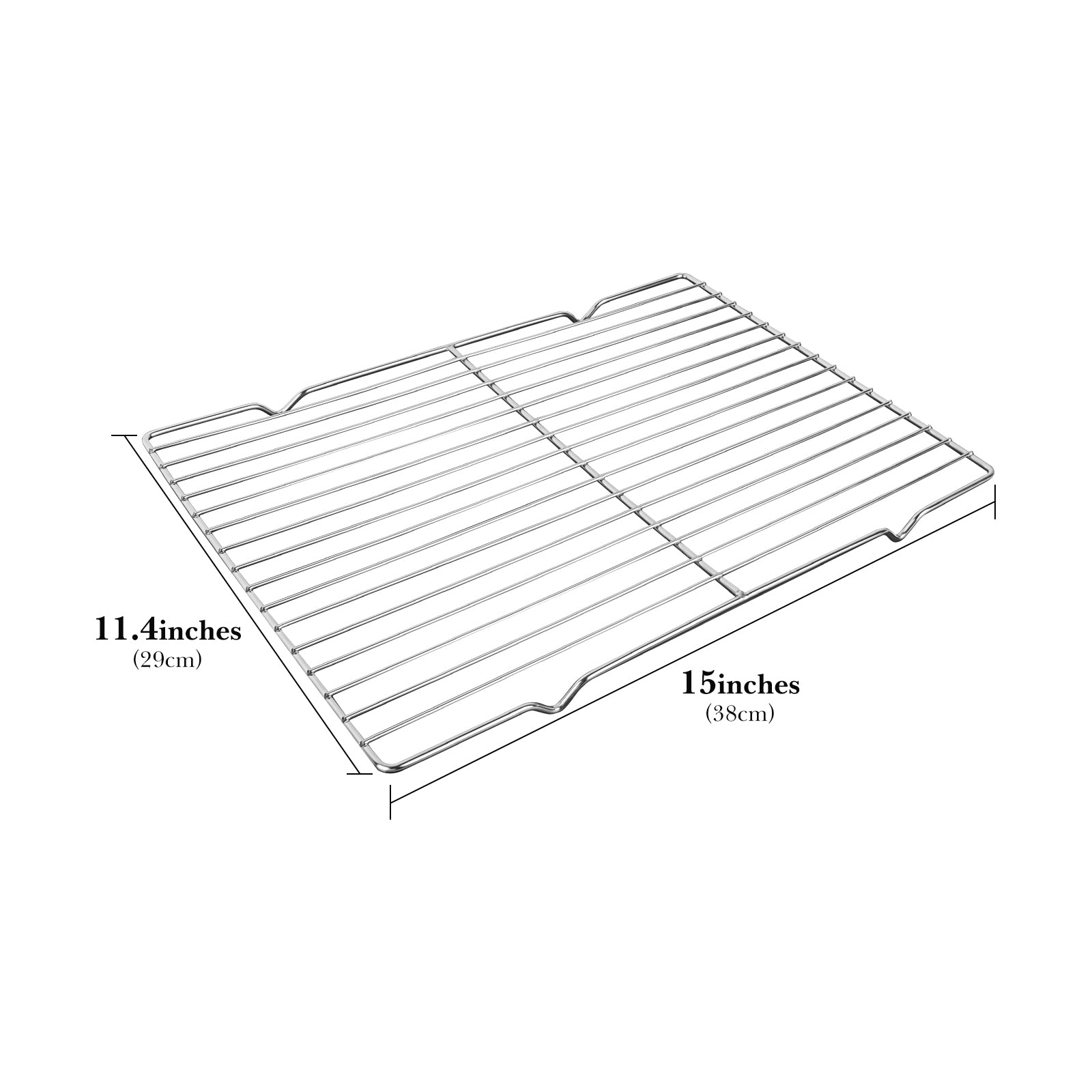 Linkidea Metal Grate Cooling Rack Pack of 2, Stainless Steel Baking Cooling Rack Rectangle 14.9" x 11", Oven Safe Grid Wire Racks for Roasting Disposable Pan (Silver)