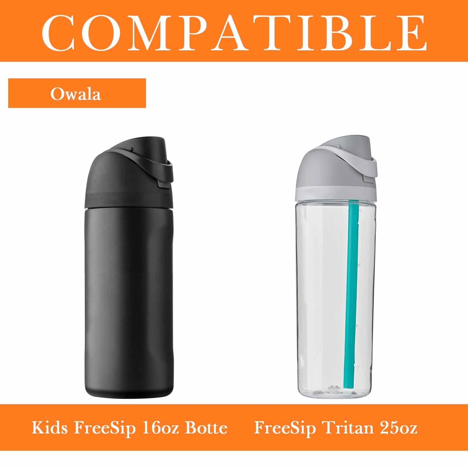 Linkidea 2 Pack Water Bottle Boot Compatible with Owala FreeSip 16oz, FreeSip Tritan 25oz, Silicone Anti-Slip Bottle Bottom Bumper Protector (Orange)