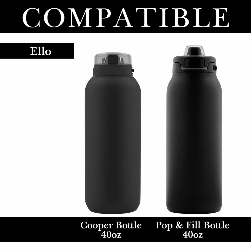 Linkidea 2 Pack Water Bottle Boot Compatible with Ello Cooper / Pop & Fill Bottle 40oz, Silicone Anti-Slip Bottle Bottom Sleeve Bumper Protector (Black)